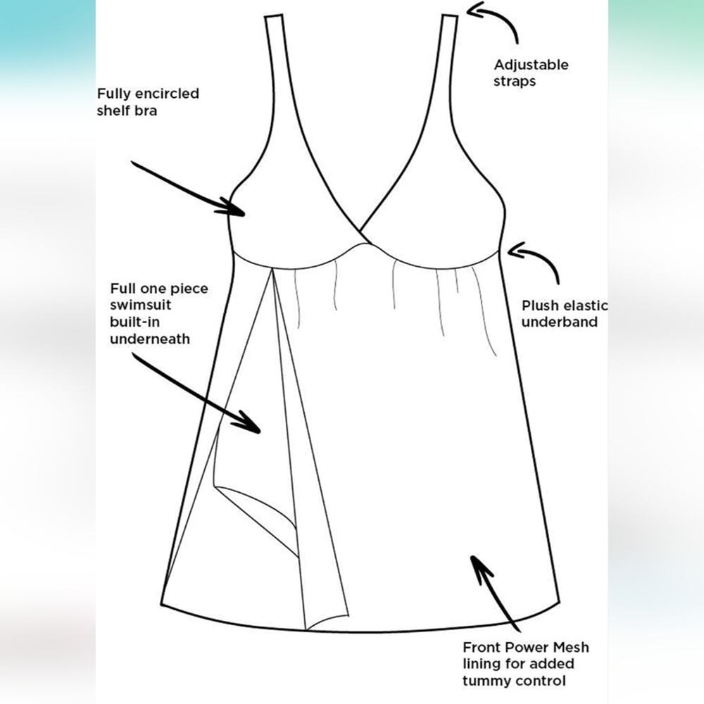 Swimsuits for all Crochet Side Slit Adjustable straps V neck Swimdress Size 20 - Picture 12 of 12